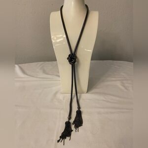 Kendra Scott McKayla Lariat Necklace Wrap Chain in Gunmetal w Tassels, 60" Long